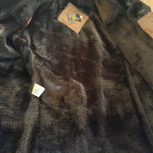 Men’s Vintage‎ Sir Jac Brown Trench Coat with Faux Fur Lined Collar-Size 38 - Picture 3 of 10